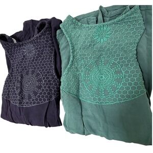 Unbranded Lace Back Racerback Tank Top Bundle Women S Teal Navy and Blue Shirt